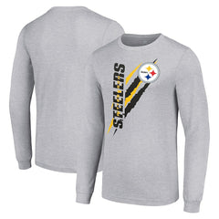 Pittsburgh Steelers Starter Color Scratch Long Sleeve T-Shirt - Heather Gray T-shirts