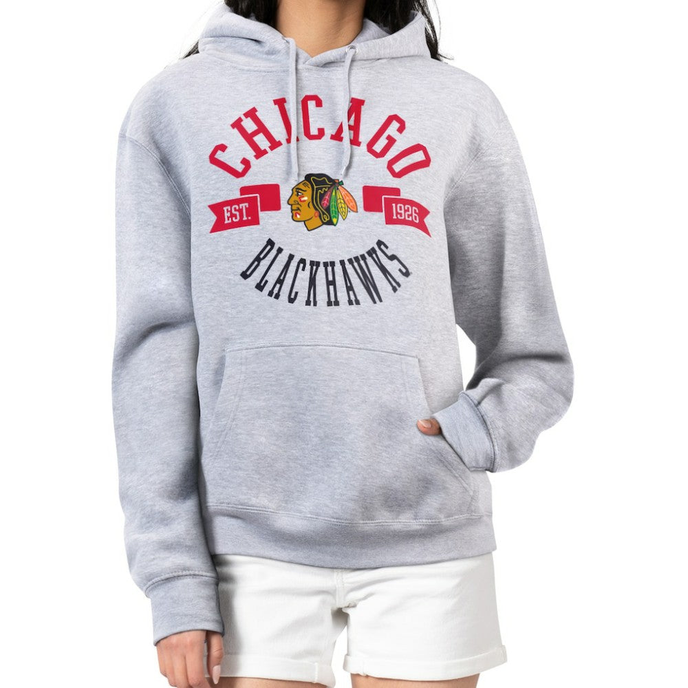 Chicago Blackhawks G-III 4Her by Carl Banks Women's City Graphic Fleece Pullover Hoodie - Heather Gray | US 200592899