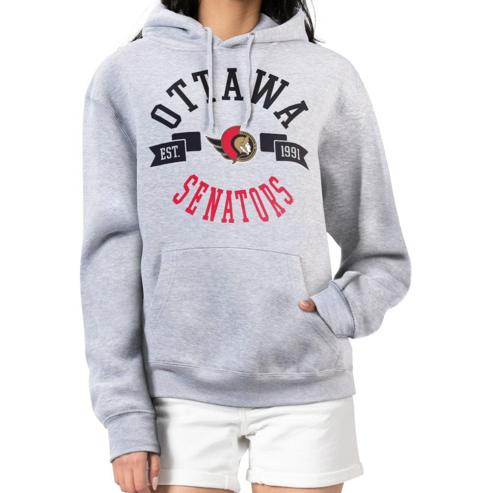 Ottawa Senators G-III 4Her by Carl Banks Women's City Graphic Fleece Pullover Hoodie - Heather Gray | US 200592924