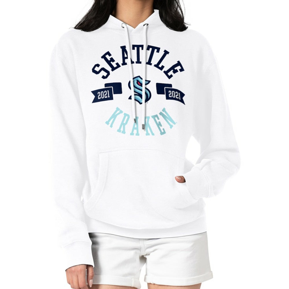Seattle Kraken G-III 4Her by Carl Banks Women's City Graphic Fleece Pullover Hoodie - White | US 200592967