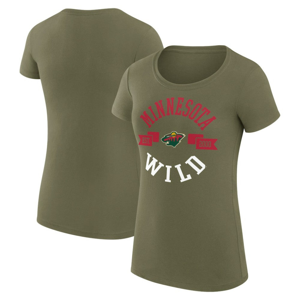 Minnesota Wild G-III 4Her by Carl Banks Women's Super-Slim Fit Lightweight City Graphic Sport Crewneck T-Shirt - Green | US 200593002