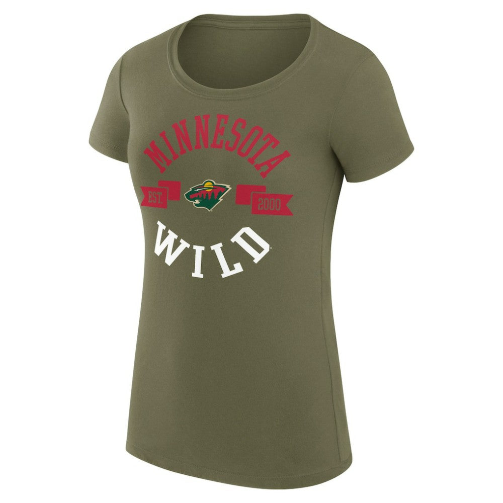 Minnesota Wild G-III 4Her by Carl Banks Women's Super-Slim Fit Lightweight City Graphic Sport Crewneck T-Shirt - Green | US 200593002