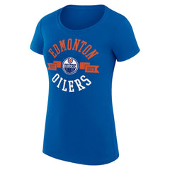 Edmonton Oilers G-III 4Her by Carl Banks Women's Super-Slim Fit Lightweight City Graphic Sport Crewneck T-Shirt - Royal | US 200593004
