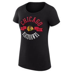 Chicago Blackhawks G-III 4Her by Carl Banks Women's Super-Slim Fit Lightweight City Graphic Sport Crewneck T-Shirt - Black | US 200593021