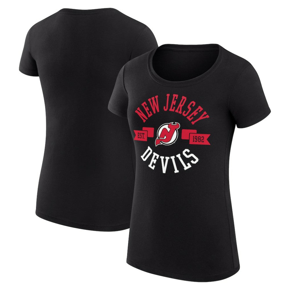 New Jersey Devils G-III 4Her by Carl Banks Women's Super-Slim Fit Lightweight City Graphic Sport Crewneck T-Shirt - Black | US 200593027
