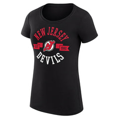 New Jersey Devils G-III 4Her by Carl Banks Women's Super-Slim Fit Lightweight City Graphic Sport Crewneck T-Shirt - Black | US 200593027