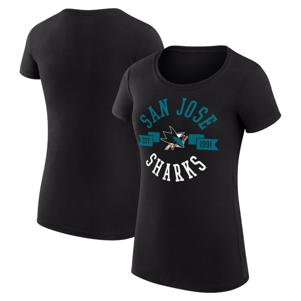 San Jose Sharks G-III 4Her by Carl Banks Women's Super-Slim Fit Lightweight City Graphic Sport Crewneck T-Shirt - Black | US 200593032