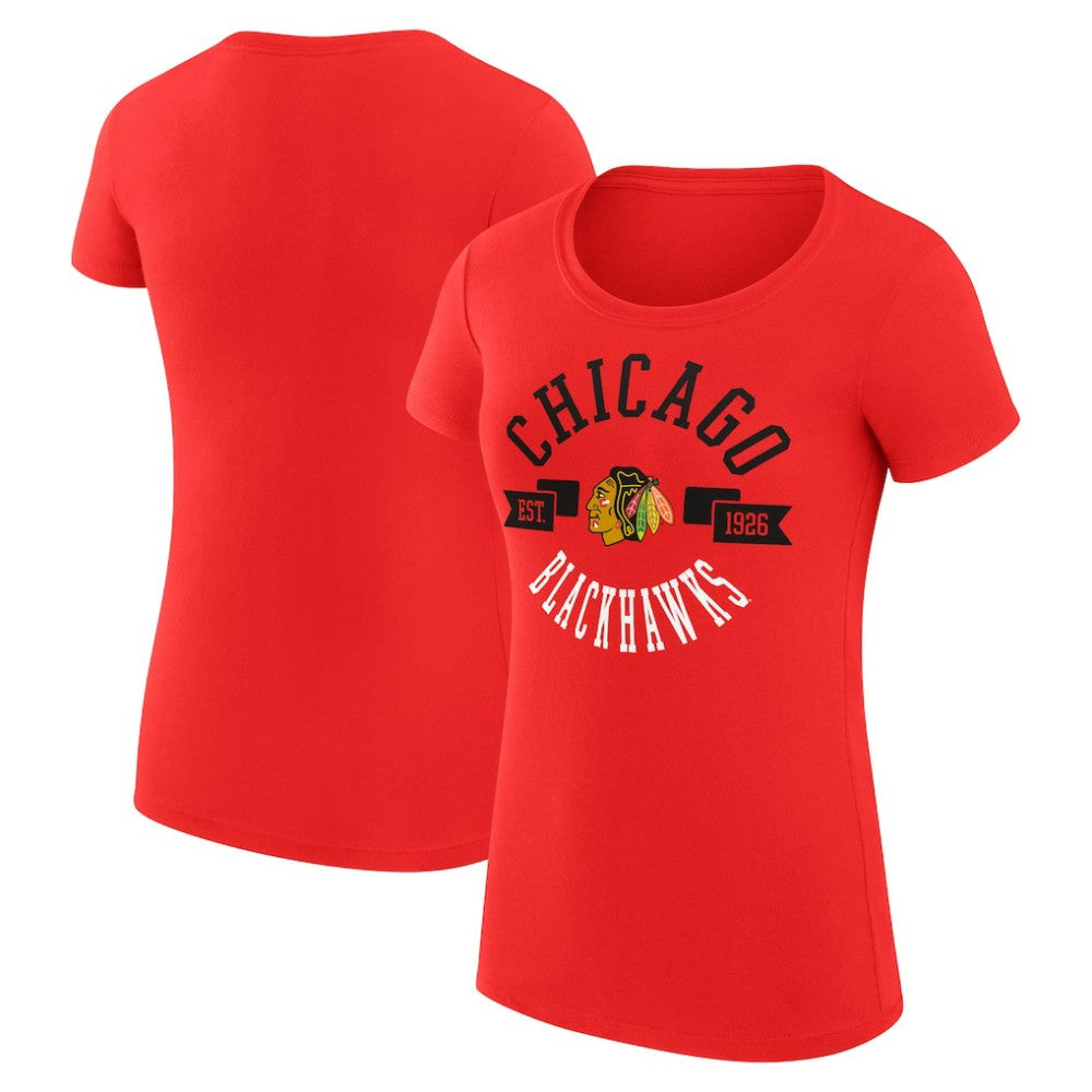 Chicago Blackhawks G-III 4Her by Carl Banks Women's Super-Slim Fit Lightweight City Graphic Sport Crewneck T-Shirt - Red | US 200593037