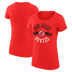 New Jersey Devils G-III 4Her by Carl Banks Women's Super-Slim Fit Lightweight City Graphic Sport Crewneck T-Shirt - Red | US 200593041