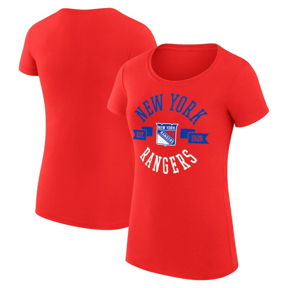New York Rangers G-III 4Her by Carl Banks Women's Super-Slim Fit Lightweight City Graphic Sport Crewneck T-Shirt - Red | US 200593042