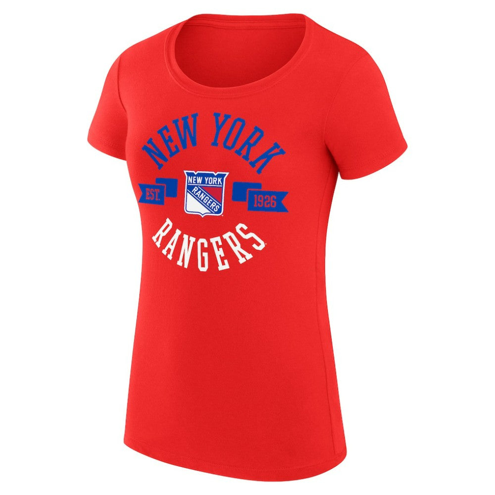New York Rangers G-III 4Her by Carl Banks Women's Super-Slim Fit Lightweight City Graphic Sport Crewneck T-Shirt - Red | US 200593042
