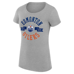 Edmonton Oilers G-III 4Her by Carl Banks Women's Super-Slim Fit Lightweight City Graphic Sport Crewneck T-Shirt - Heather Gray | US 200593055