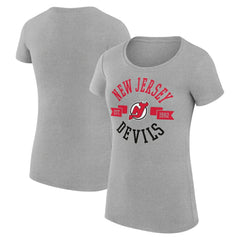 New Jersey Devils G-III 4Her by Carl Banks Women's Super-Slim Fit Lightweight City Graphic Sport Crewneck T-Shirt - Heather Gray | US 200593061