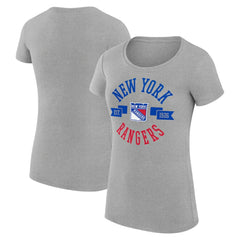New York Rangers G-III 4Her by Carl Banks Women's Super-Slim Fit Lightweight City Graphic Sport Crewneck T-Shirt - Heather Gray | US 200593064