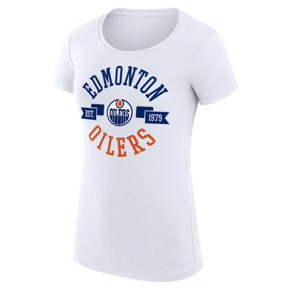 Edmonton Oilers G-III 4Her by Carl Banks Women's Super-Slim Fit Lightweight City Graphic Sport Crewneck T-Shirt - White | US 200593080