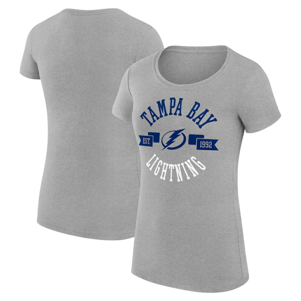 Tampa Bay Lightning G-III 4Her by Carl Banks Women's Super-Slim Fit Lightweight City Graphic Sport Crewneck T-Shirt - Heather Gray | US 200593082