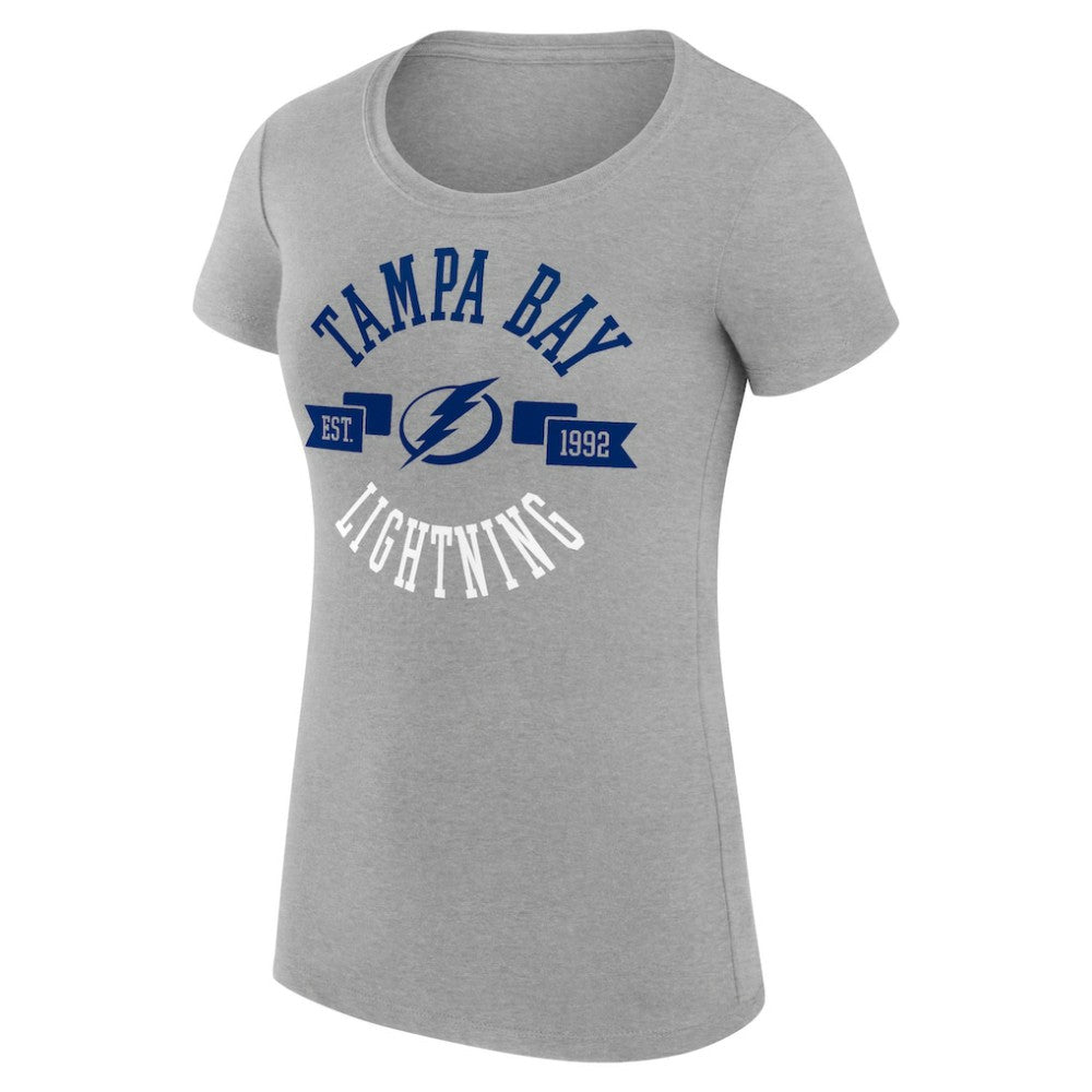 Tampa Bay Lightning G-III 4Her by Carl Banks Women's Super-Slim Fit Lightweight City Graphic Sport Crewneck T-Shirt - Heather Gray | US 200593082