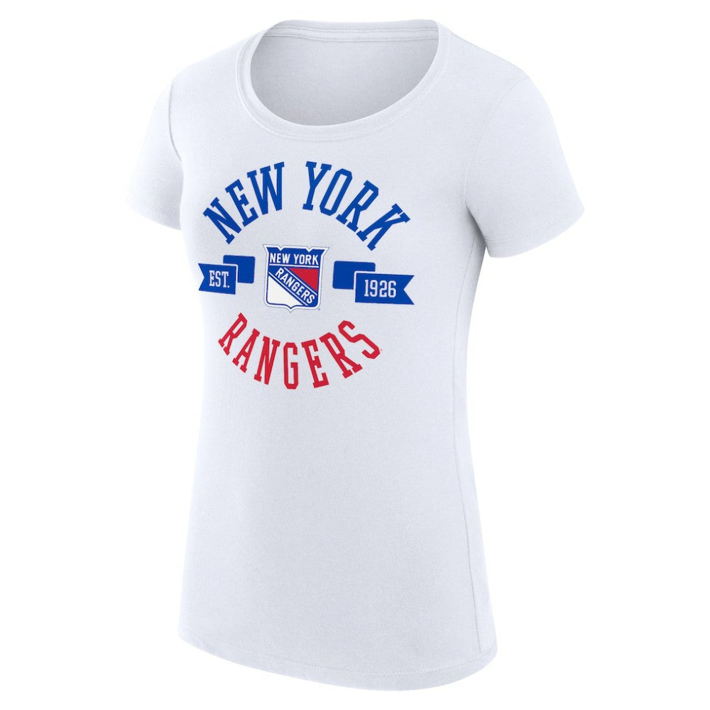 New York Rangers G-III 4Her by Carl Banks Women's Super-Slim Fit Lightweight City Graphic Sport Crewneck T-Shirt - White | US 200593095
