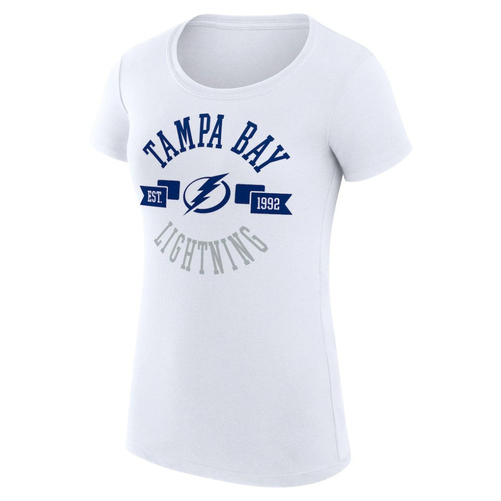 Tampa Bay Lightning G-III 4Her by Carl Banks Women's Super-Slim Fit Lightweight City Graphic Sport Crewneck T-Shirt - White | US 200593103