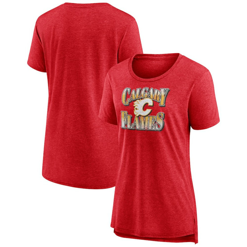 Calgary Flames Women's Crash the Net Tri-Blend T-Shirt - Red | US 200593113