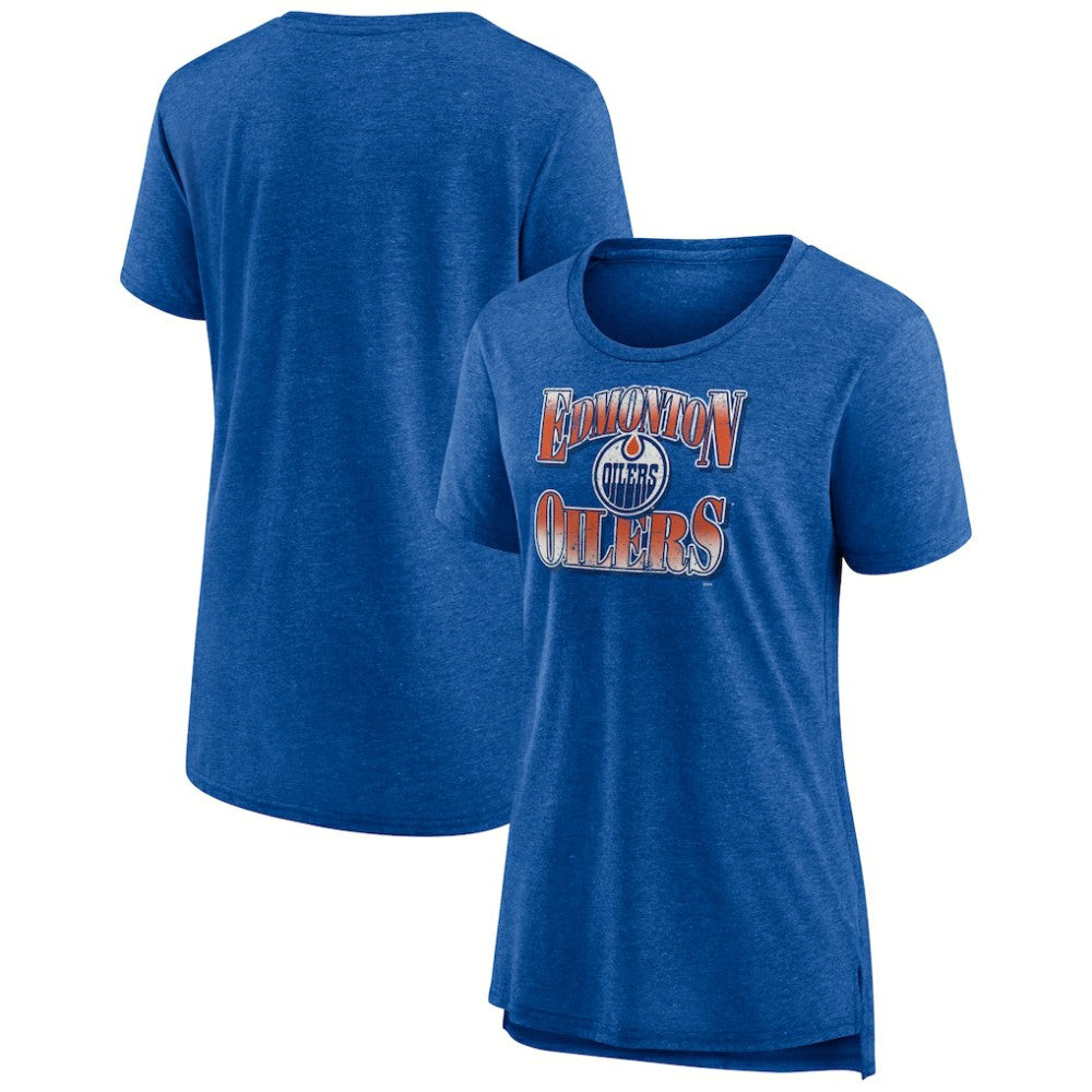 Edmonton Oilers Women's Crash the Net Tri-Blend T-Shirt - Royal | US 200593120