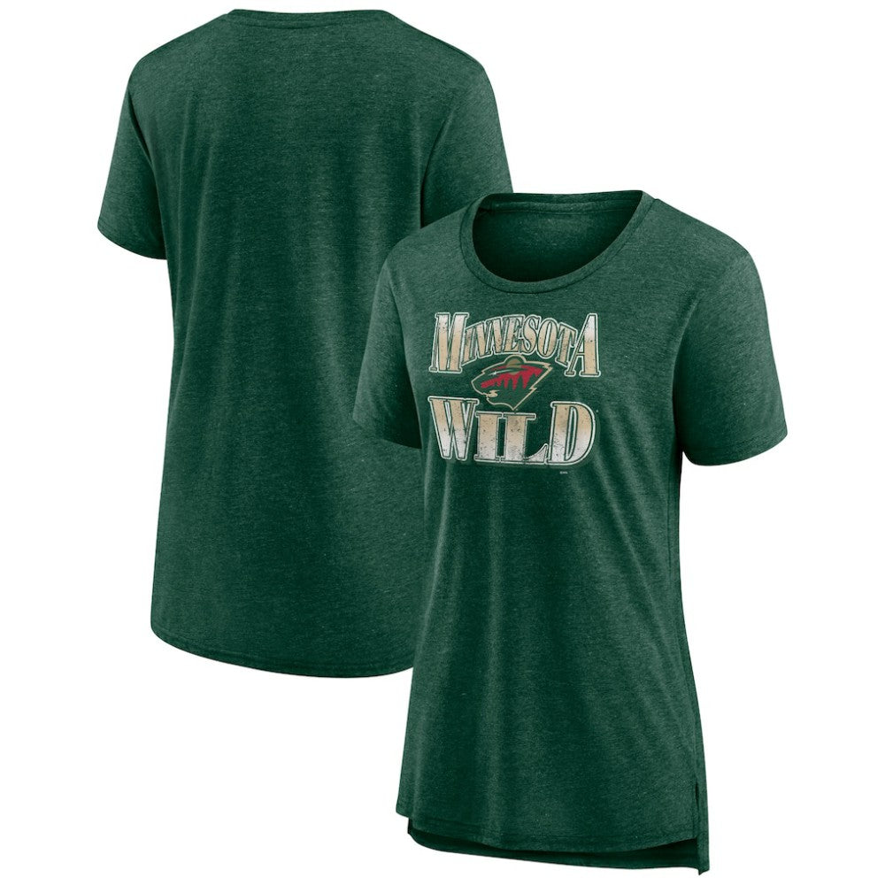 Minnesota Wild Women's Crash the Net Tri-Blend T-Shirt - Green | US 200593123