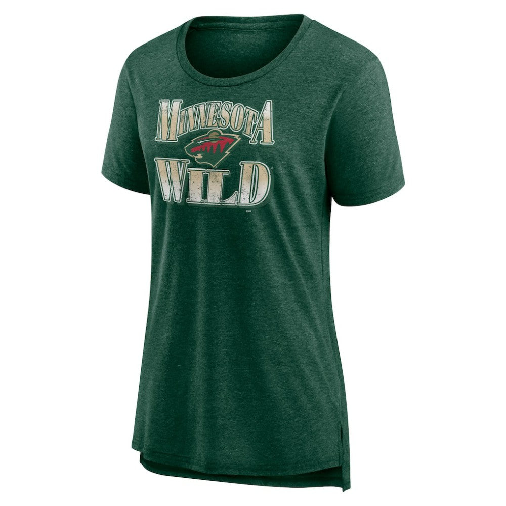 Minnesota Wild Women's Crash the Net Tri-Blend T-Shirt - Green | US 200593123