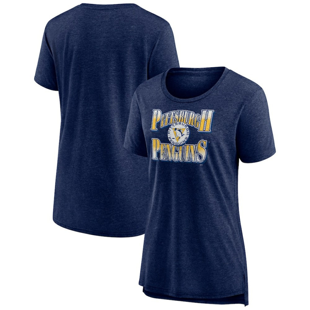 Pittsburgh Penguins Women's Crash the Net Tri-Blend T-Shirt - Navy | US 200593130