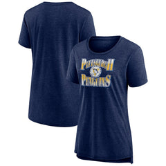 Pittsburgh Penguins Women's Crash the Net Tri-Blend T-Shirt - Navy | US 200593130
