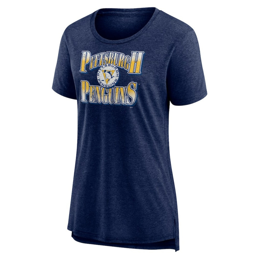 Pittsburgh Penguins Women's Crash the Net Tri-Blend T-Shirt - Navy | US 200593130