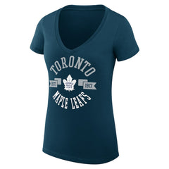 Toronto Maple Leafs G-III 4Her by Carl Banks Women's Super-Slim Fit Lightweight City Graphic V-Neck T-Shirt - Navy | US 200593339