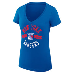 New York Rangers G-III 4Her by Carl Banks Women's Super-Slim Fit Lightweight City Graphic V-Neck T-Shirt - Royal | US 200593346