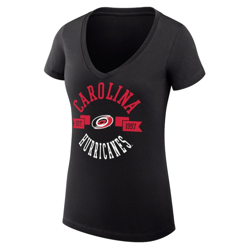Carolina Hurricanes G-III 4Her by Carl Banks Women's Super-Slim Fit Lightweight City Graphic V-Neck T-Shirt - Black | US 200593350