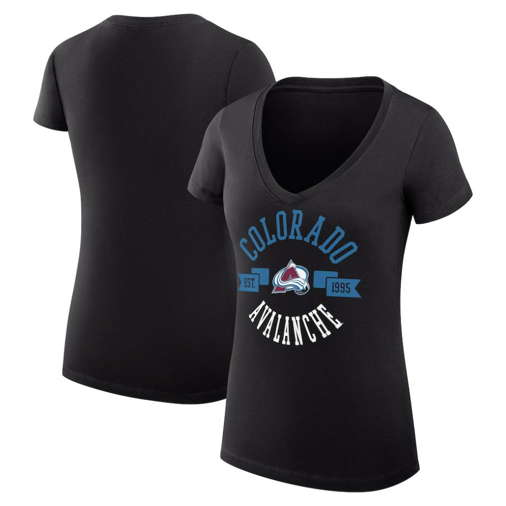 Colorado Avalanche G-III 4Her by Carl Banks Women's Super-Slim Fit Lightweight City Graphic V-Neck T-Shirt - Black | US 200593352
