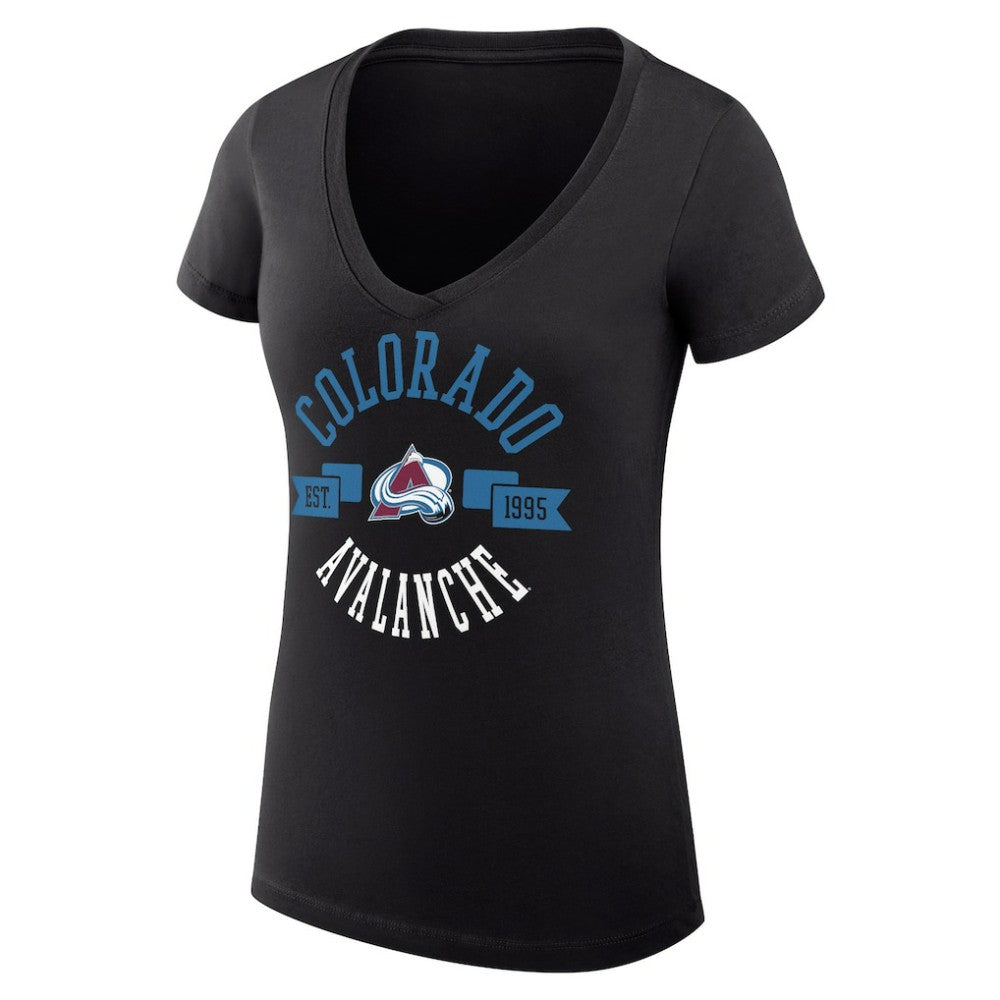 Colorado Avalanche G-III 4Her by Carl Banks Women's Super-Slim Fit Lightweight City Graphic V-Neck T-Shirt - Black | US 200593352