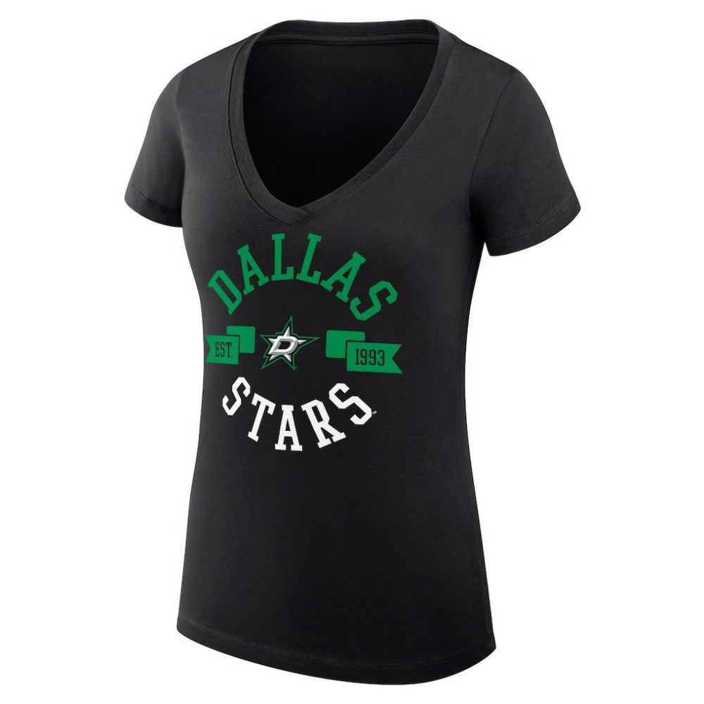 Dallas Stars G-III 4Her by Carl Banks Women's Super-Slim Fit Lightweight City Graphic V-Neck T-Shirt - Black | US 200593353