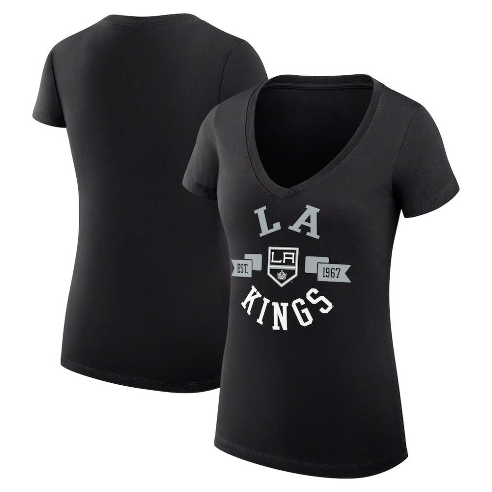 Los Angeles Kings G-III 4Her by Carl Banks Women's Super-Slim Fit Lightweight City Graphic V-Neck T-Shirt - Black | US 200593355