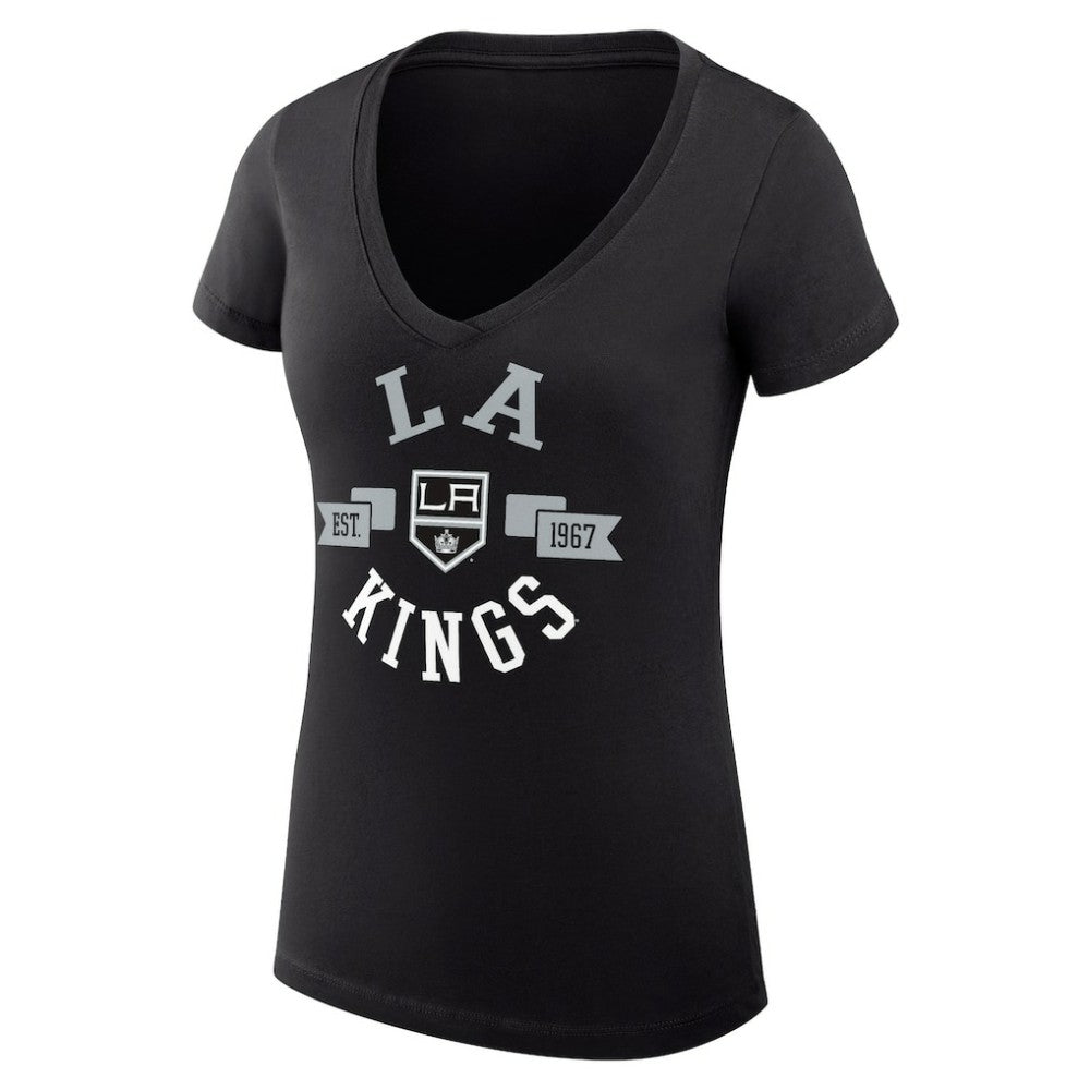 Los Angeles Kings G-III 4Her by Carl Banks Women's Super-Slim Fit Lightweight City Graphic V-Neck T-Shirt - Black | US 200593355