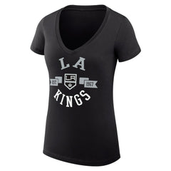 Los Angeles Kings G-III 4Her by Carl Banks Women's Super-Slim Fit Lightweight City Graphic V-Neck T-Shirt - Black | US 200593355