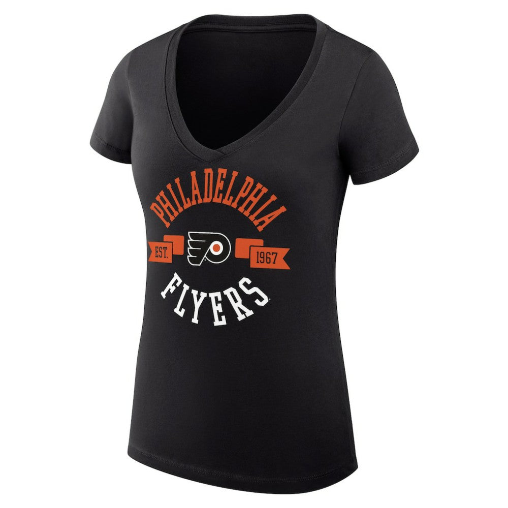 Philadelphia Flyers G-III 4Her by Carl Banks Women's Super-Slim Fit Lightweight City Graphic V-Neck T-Shirt - Black | US 200593359