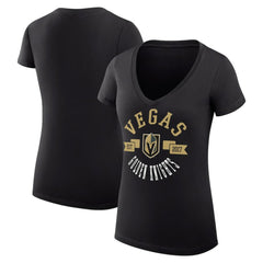Vegas Golden Knights G-III 4Her by Carl Banks Women's Super-Slim Fit Lightweight City Graphic V-Neck T-Shirt - Black | US 200593364