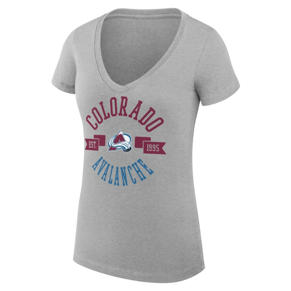 Colorado Avalanche G-III 4Her by Carl Banks Women's Super-Slim Fit Lightweight City Graphic V-Neck T-Shirt - Heather Gray | US 200593378