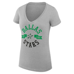Dallas Stars G-III 4Her by Carl Banks Women's Super-Slim Fit Lightweight City Graphic V-Neck T-Shirt - Heather Gray | US 200593380