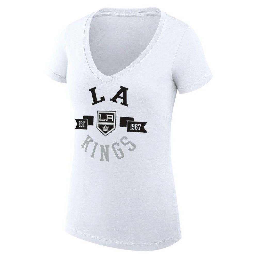 Los Angeles Kings G-III 4Her by Carl Banks Women's Super-Slim Fit Lightweight City Graphic V-Neck T-Shirt - White | US 200593393