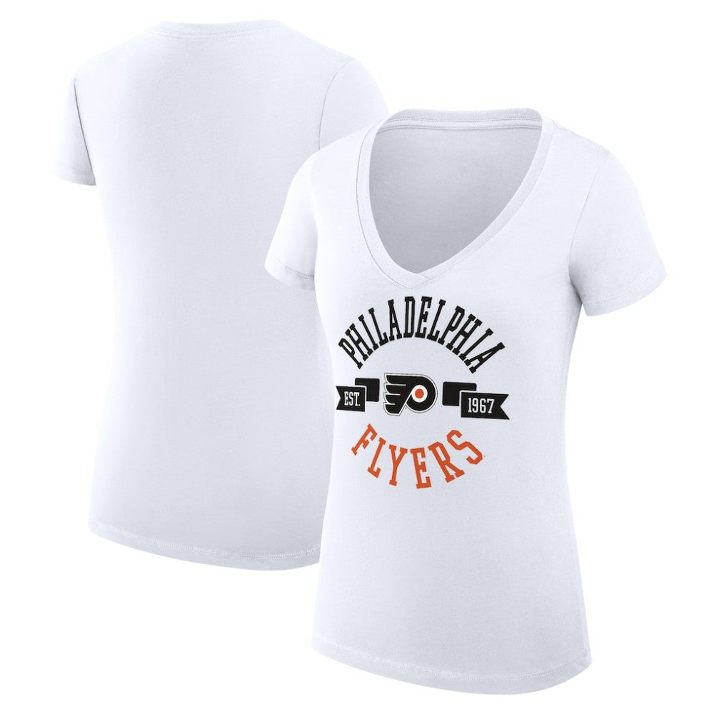 Philadelphia Flyers G-III 4Her by Carl Banks Women's Super-Slim Fit Lightweight City Graphic V-Neck T-Shirt - White | US 200593411