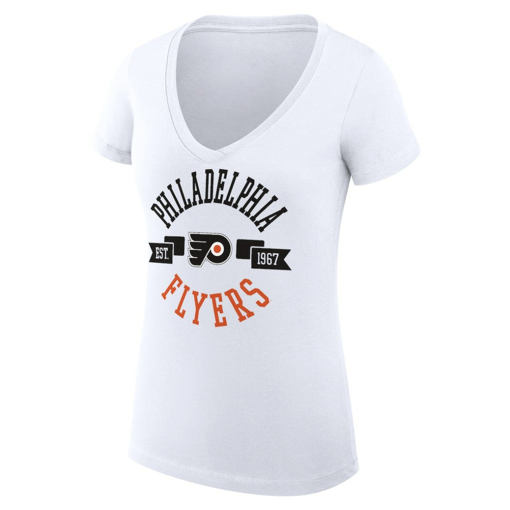 Philadelphia Flyers G-III 4Her by Carl Banks Women's Super-Slim Fit Lightweight City Graphic V-Neck T-Shirt - White | US 200593411