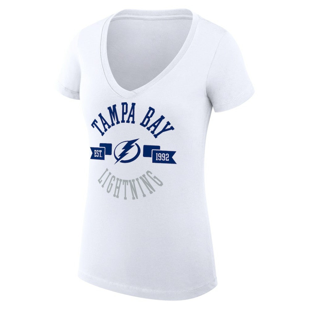 Tampa Bay Lightning G-III 4Her by Carl Banks Women's Super-Slim Fit Lightweight City Graphic V-Neck T-Shirt - White | US 200593421