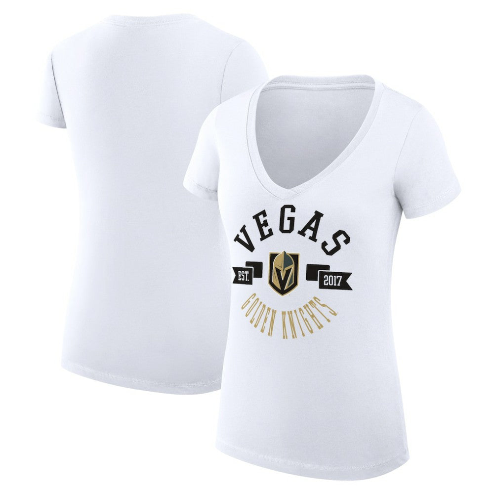 Vegas Golden Knights G-III 4Her by Carl Banks Women's Super-Slim Fit Lightweight City Graphic V-Neck T-Shirt - White | US 200593426