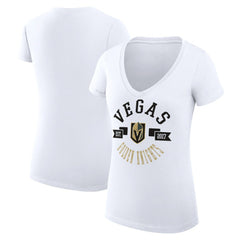 Vegas Golden Knights G-III 4Her by Carl Banks Women's Super-Slim Fit Lightweight City Graphic V-Neck T-Shirt - White | US 200593426