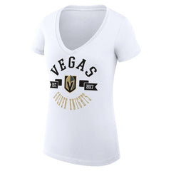 Vegas Golden Knights G-III 4Her by Carl Banks Women's Super-Slim Fit Lightweight City Graphic V-Neck T-Shirt - White | US 200593426